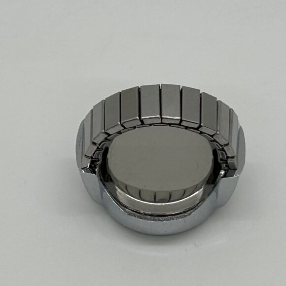Silver-Tone Stretch Band Ring Quartz Watch With White Face Adjustable Fit Works - Picture 7 of 10